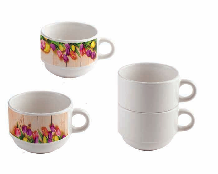 Set de 2 tazas para cafe o te con base de acero inoxidable para acomodar de forma vertical