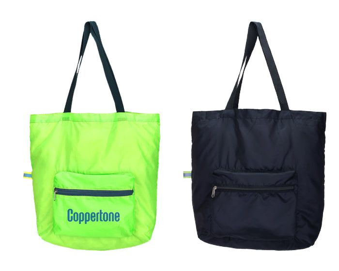 Bolsa plegable multiusos de forma rectangular con asas cocidas al cuerpo