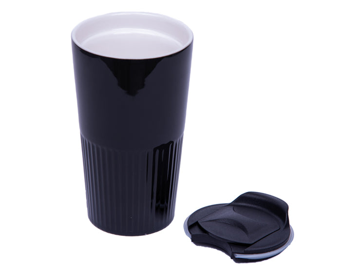 Vaso de ceramica de doble pared con recubrimiento brillante