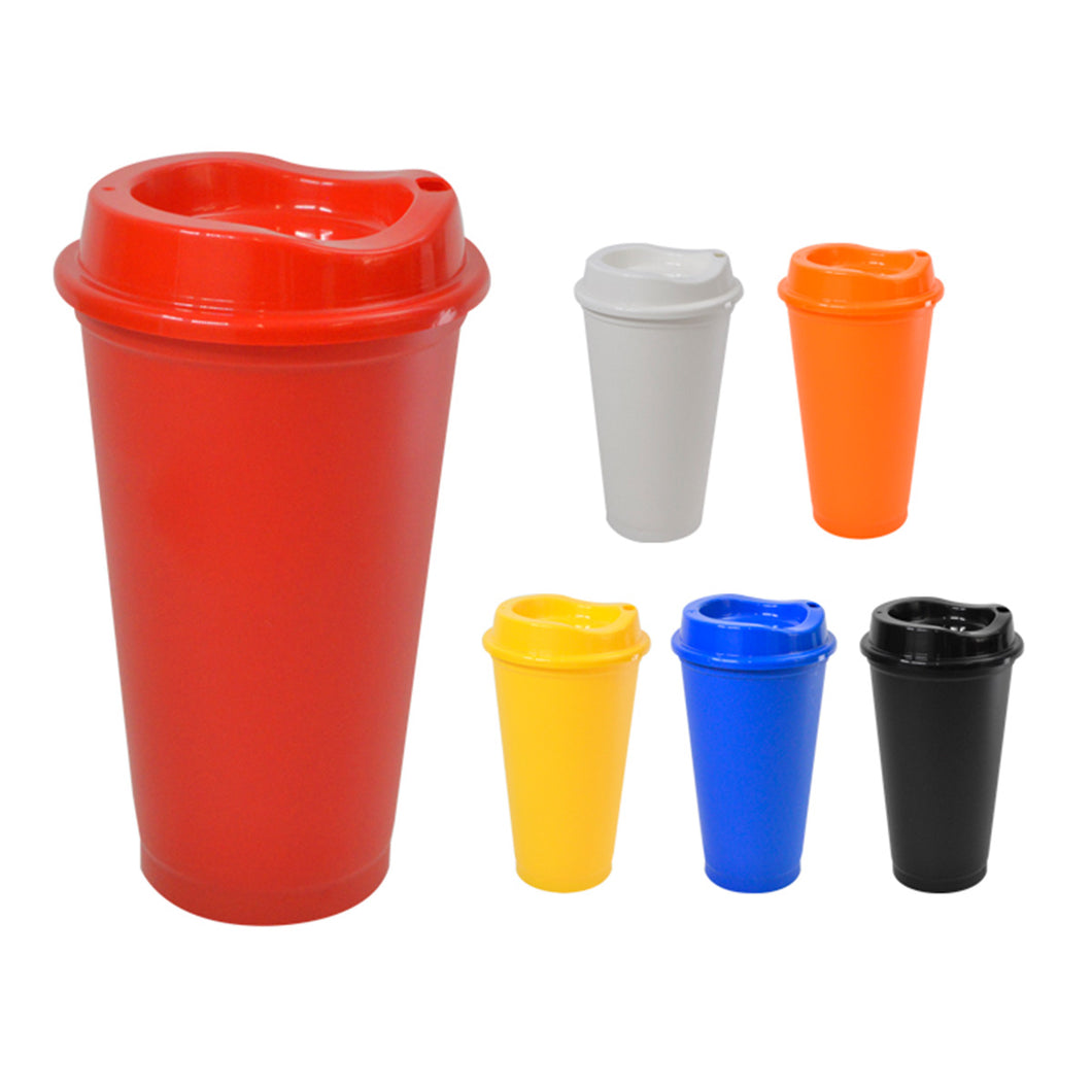 Vaso plastico de una pared ideal para cafe con tapa a presion