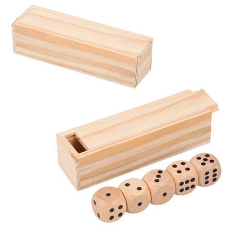 Juego de 5 dados de madera