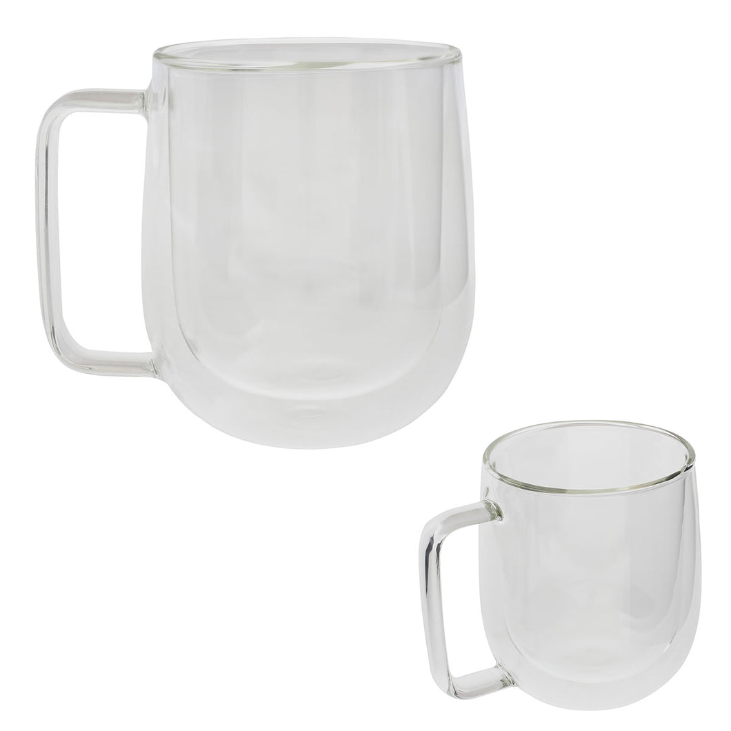 Taza transparente de doble pared con asa