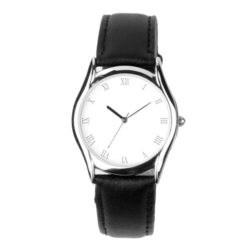 Reloj con caja metalica plateada y correa de piel