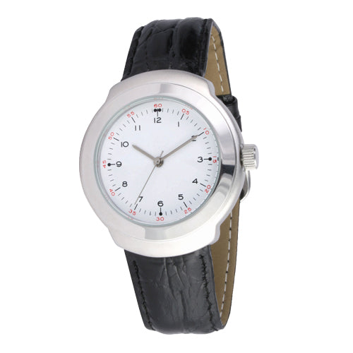 Reloj con caja metalica y correa de piel