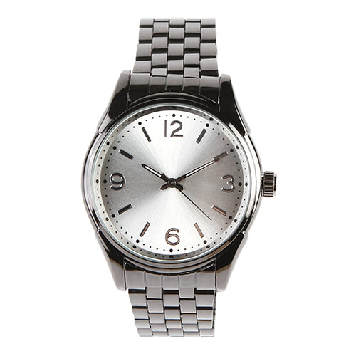 Reloj metalico color gris pavonado