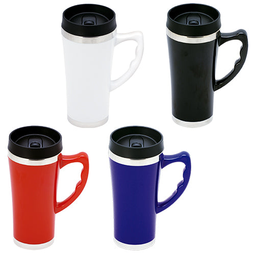 Taza termica de acero inoxidable con cubierta de plastico