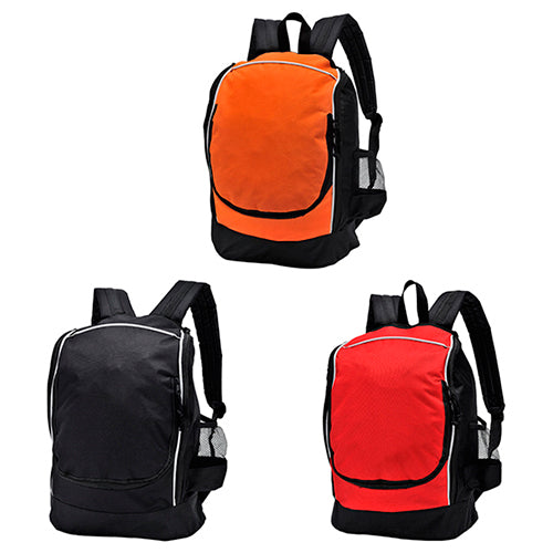 Mochila escolar tipo back pack con bolsa de red a un costado