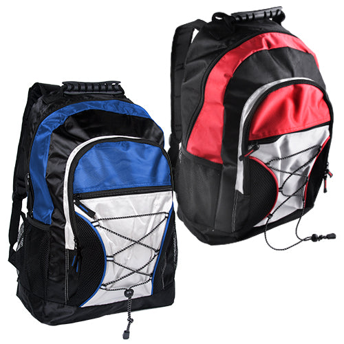 Mochila back pack fabricada en pvc con bolsa de red a un costado