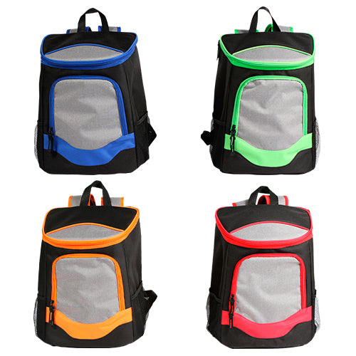 Hielera back pack bi-tono fabricada en poliester