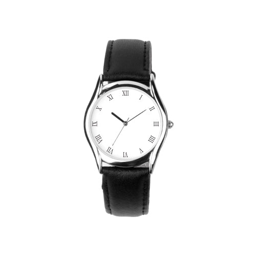 Reloj con caja metalica plateada y correa de piel