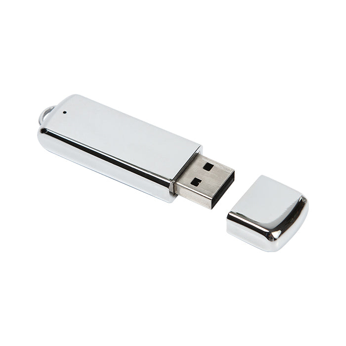 Memoria usb metalica 8 gb con estuche de plastico y colgante