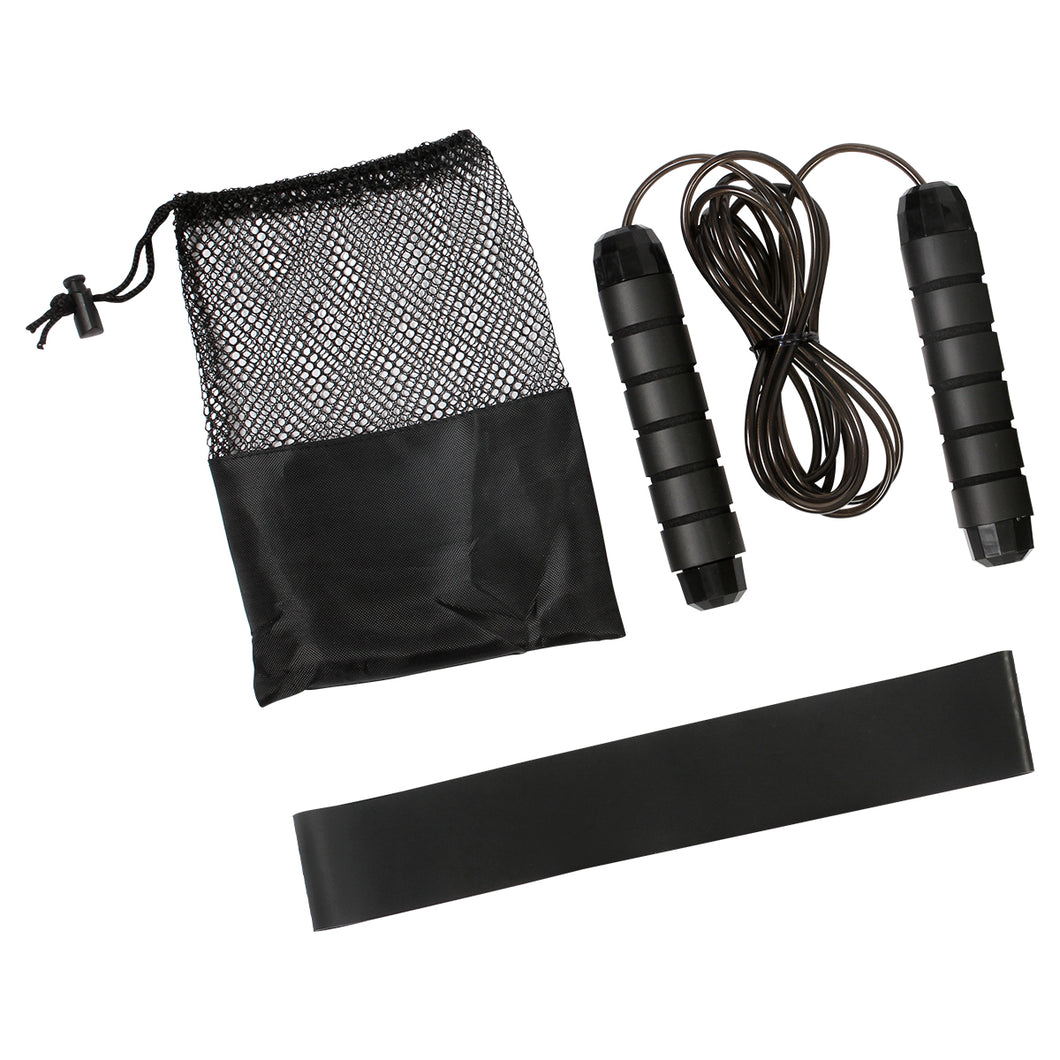 Set fitness con 1 banda elastica de 30 x 5 cm y 1 cuerda de 3 m