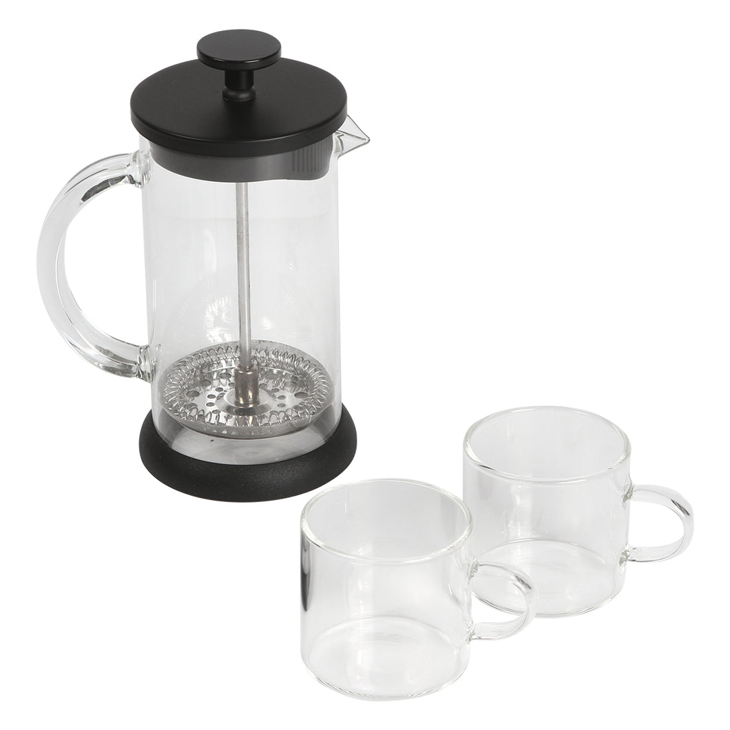 Juego  francesa con 2 tazas de cristal